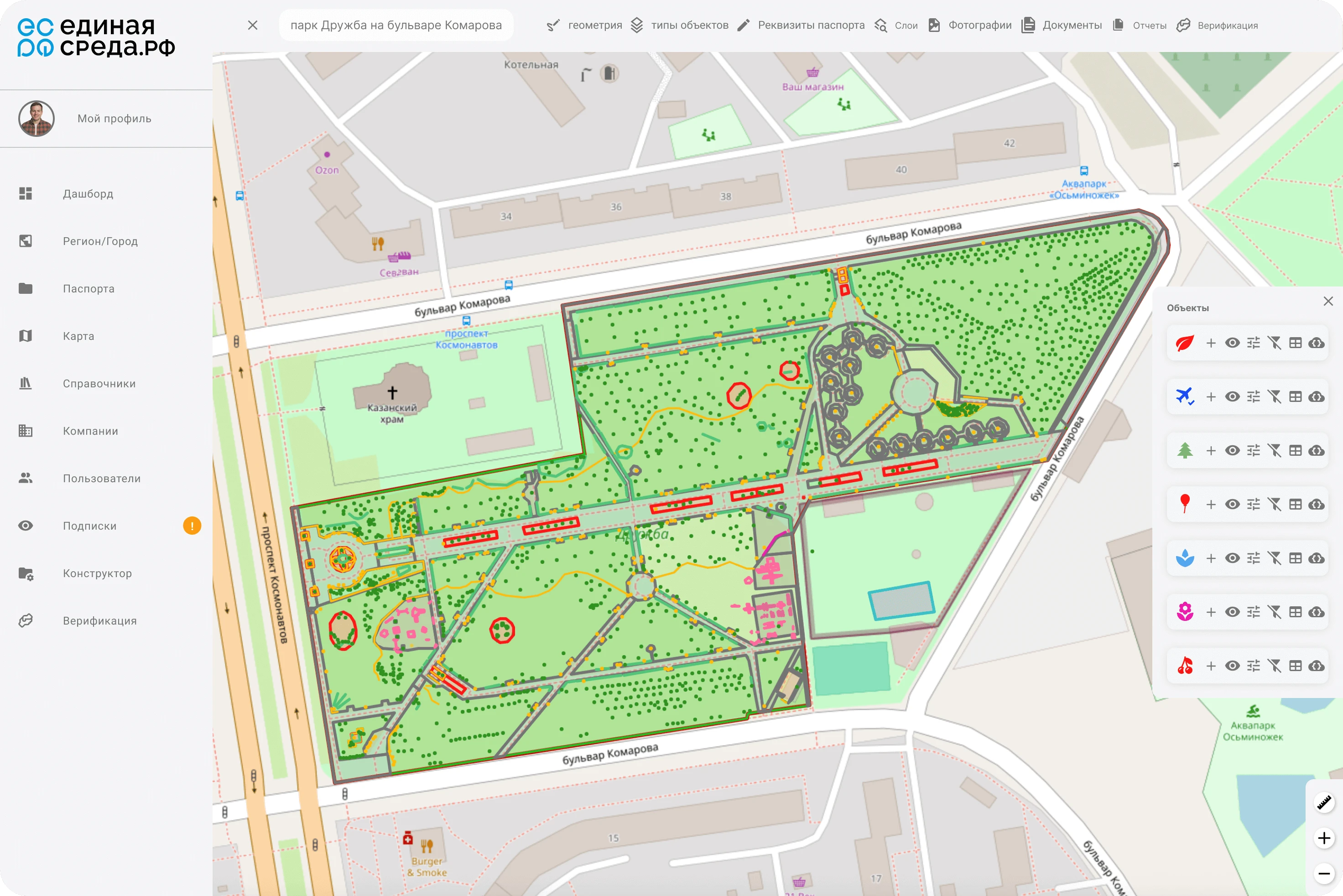 Интерфейс системы учета кладбищ - Аналитика
