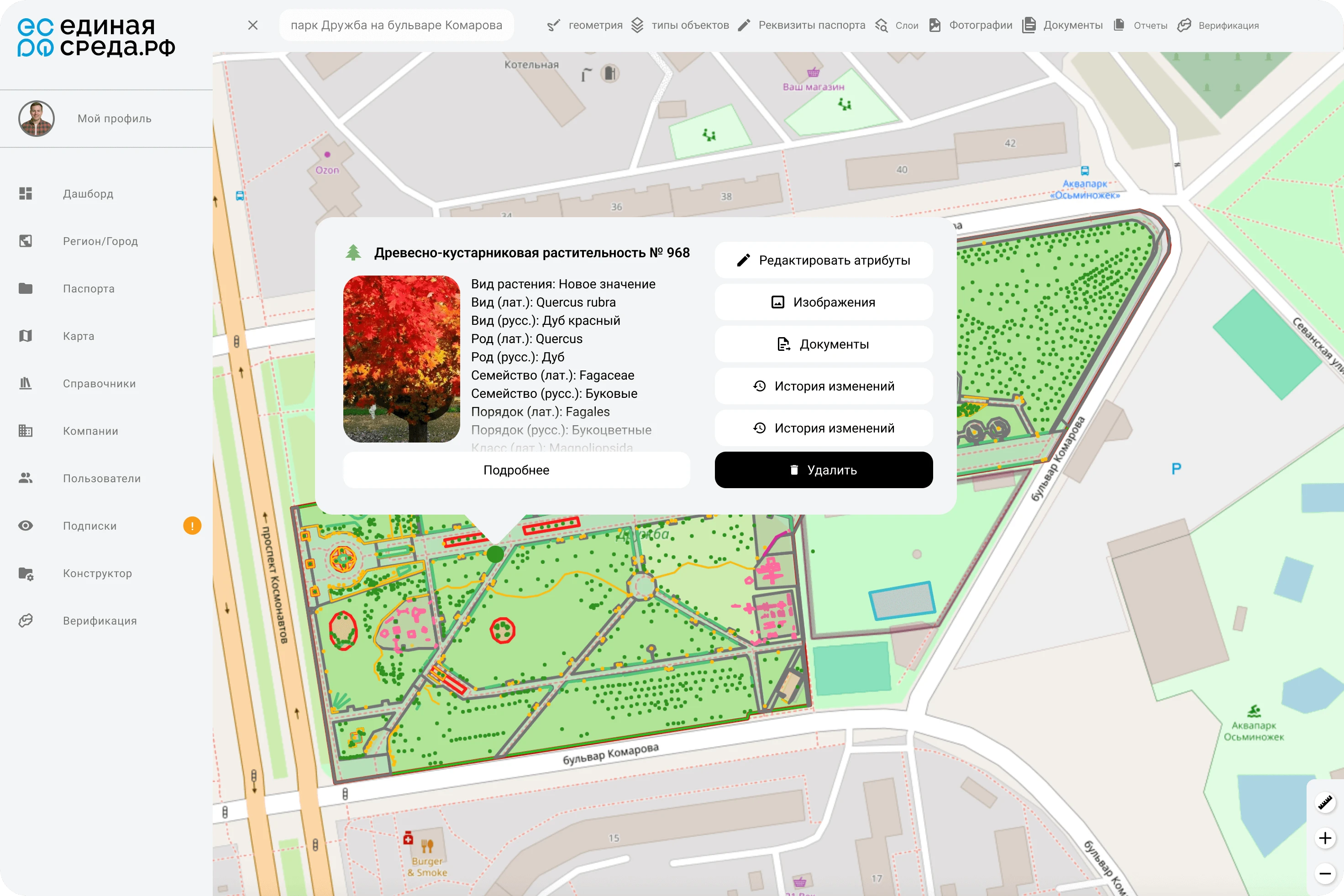 Интерфейс системы учета кладбищ - Отчеты